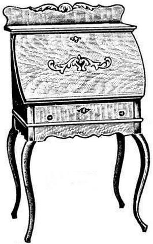 Image of Sears 1902 Ladies Golden Oak Writing Desk