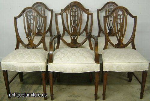 Set 6 Mahogany Shield Back Dining Chairs Image
