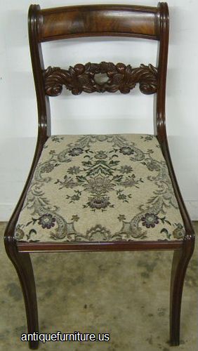 Antique Ornate Flame Mahogany Desk Chair