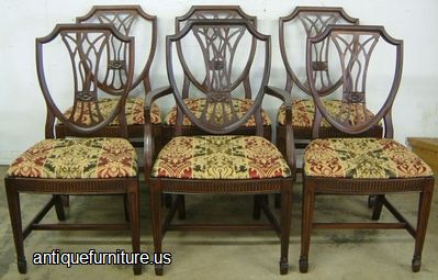 Set Mahogany Shieldback Dining Chairs Image