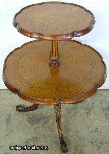 Antique Inlaid Mahogany Tier Table