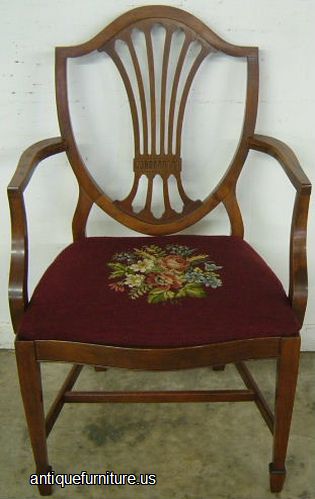 Mahogany Shieldback Needlepoint Dining Chair Image