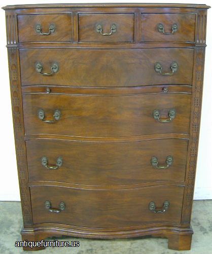 Antique Ornate Flame Mahogany Chest