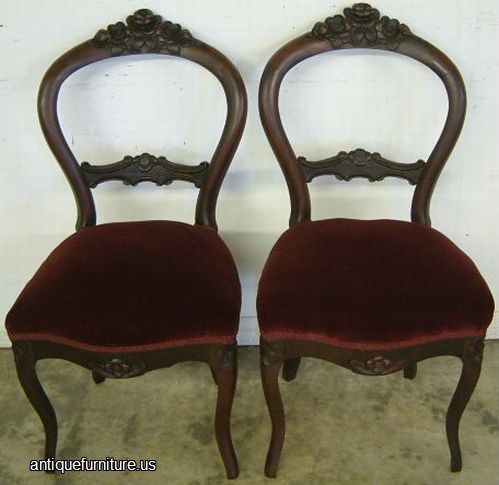 Pair Victorian Rose Back Chairs Image