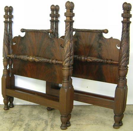 Pair Berkey Gay And Acanthus Carved Mahogany Twin Beds Image