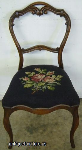 Antique Victorian Walnut Needlepoint Chair