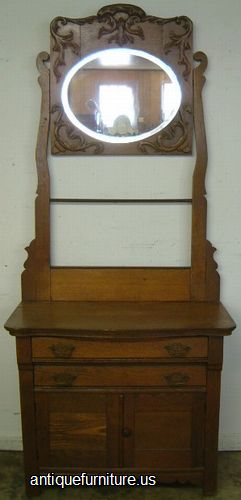 Ornate Oak Washstand Mirror Image