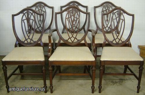Set 6 Mahogany Shieldback Dining Chairs Image