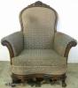 1920s Upholstered Easy Chair With Ornate Carving