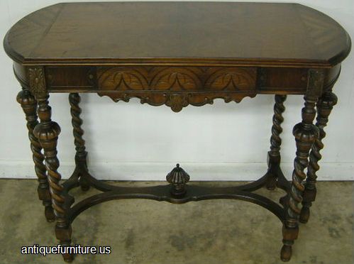 Antique Burl Walnut Console Table