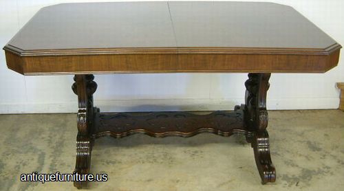 Antique Burl Walnut Dining Table