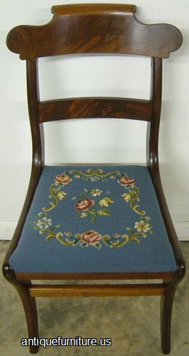 Antique Flame Mahogany Needlepoint Chair