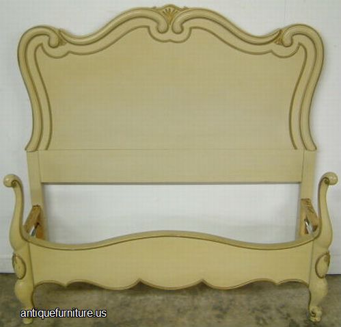 Antique Paint Decorated Twin Bed