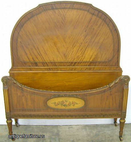 Antique Paint Decorated Twin Bed