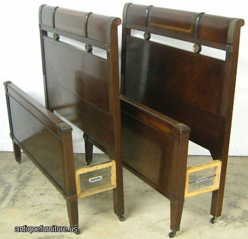 Antique Pair Mahogany Twin Beds