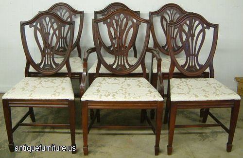 Antique Set Mahogany Shield Back Dining Chairs