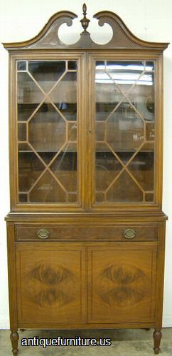 Antique Burl Walnut China Cabinet