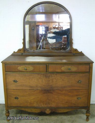 Antique Burl Walnut Dresser Mirror