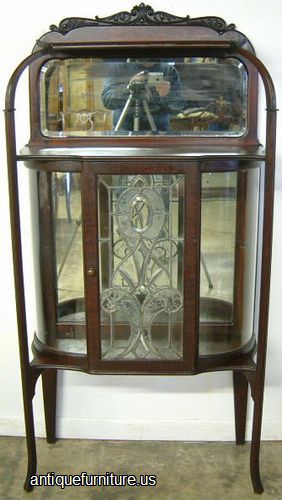 Antique Mahogany Leaded Glass Etagere