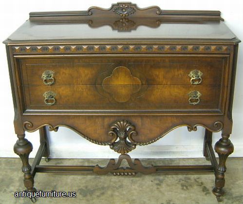 Antique Ornate Burl Walnut Server