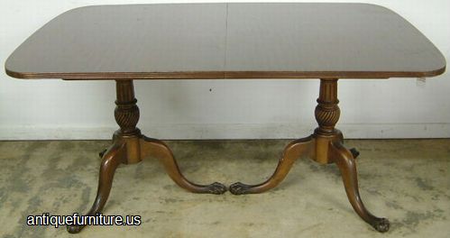 Antique Romweber Mahogany Ball Claw Dining Room Table