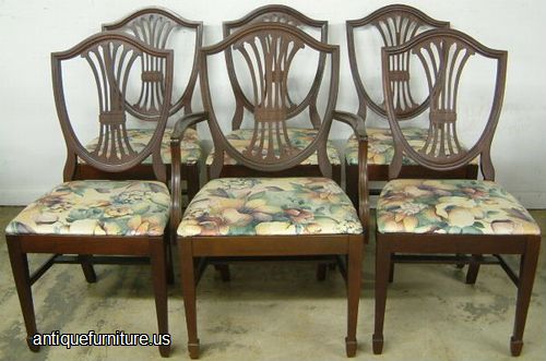 Antique Set Mahogany Shieldback Dining Chairs