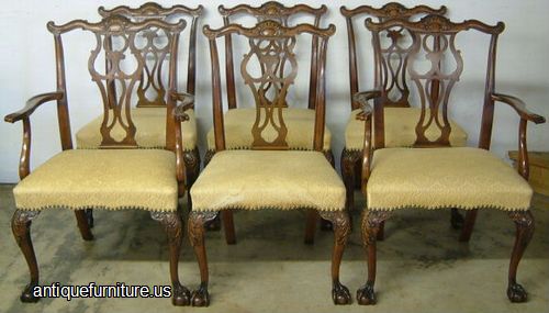 Antique Set Romweber Mahogany Ball Claw Dining Chairs