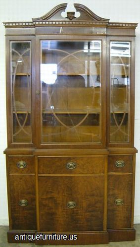 Antique Burl Walnut China Cabinet
