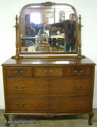 Antique Burl Walnut Dresser