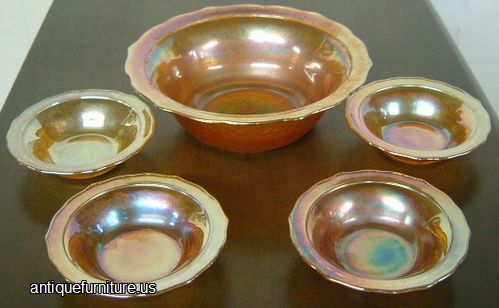 Antique Carnival Glass Berry Set