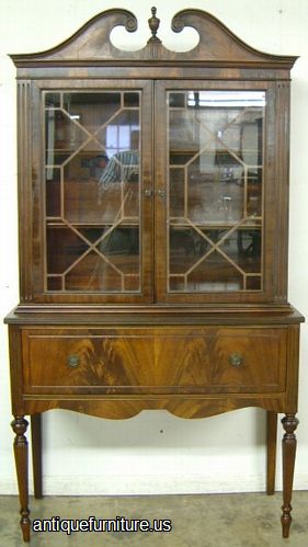 Antique Flame Mahogany China Cabinet