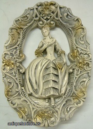 Antique French Lady Wall Plaque