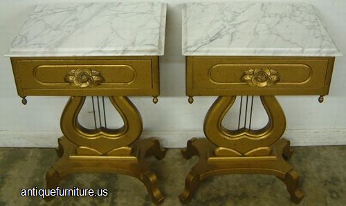 Antique Glilded Marble Top Lamp Tables