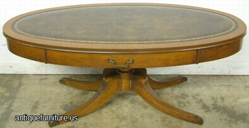 Antique Mahogany Leather Top Coffee Table