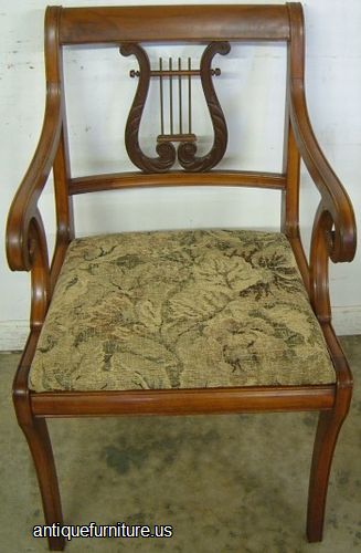 Antique Mahogany Lyre Back Dining Chair