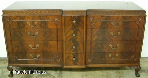 Antique Ornate Flame Mahogany Ball Claw Dresser