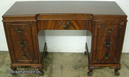 Antique Ornate Flame Mahogany Ball Claw Vanity