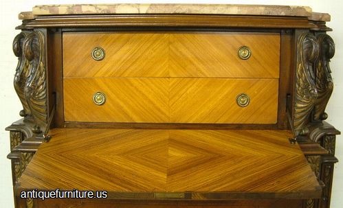 Antique Ornate French Marble Top Chest Interior