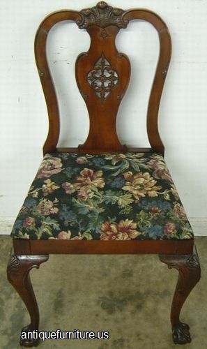 Antique Ornate Mahogany Ball Claw Boudoir Chair