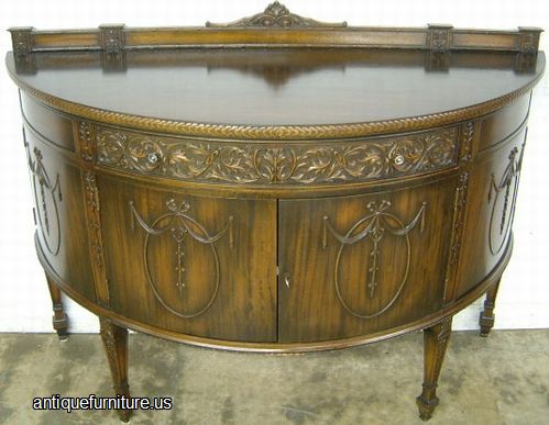 Antique Ornate Walnut Demilune Server
