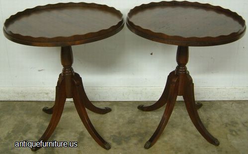 Antique Pair Mahogany Pie Crust Tables