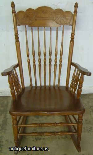 Antique Press Back Spindle Rocker