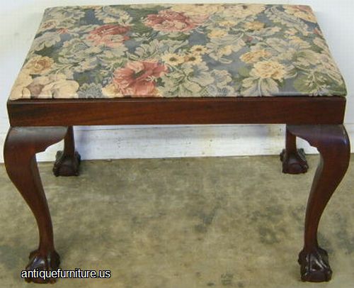 Antique Mahogany Ball Claw Vanity Bench