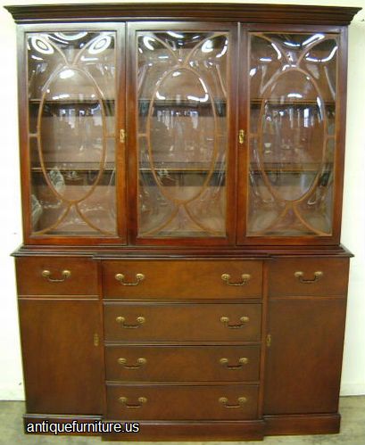 Antique Mahogany Bubble Glass Breakfront