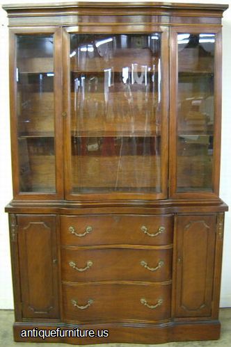 Antique Mahogany Serpentine China Cabinet