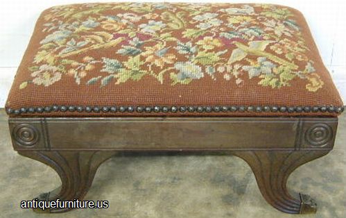Antique Needlepoint Footstool