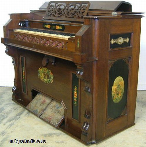 Antique Paint Decorated Victorian Organ