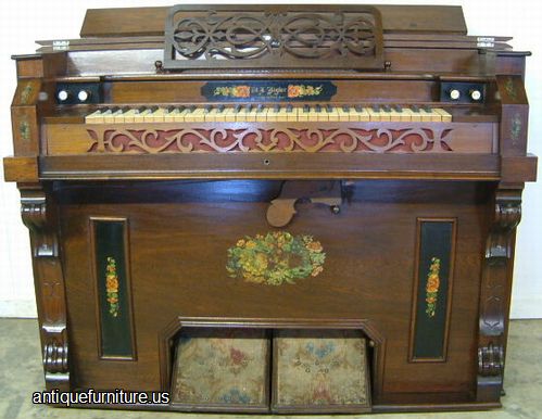 Antique Paint Decorated Victorian Organ
