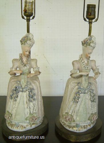 Antique Pair Figural Lamps