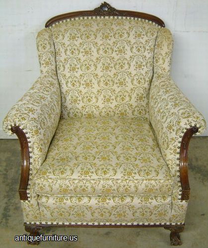 Antique Walnut Ball Claw Easy Chair